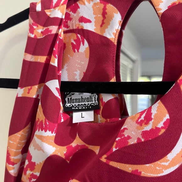 Manuhealii Red and Pink Patterned Mini Dress - Picture 2 of 2